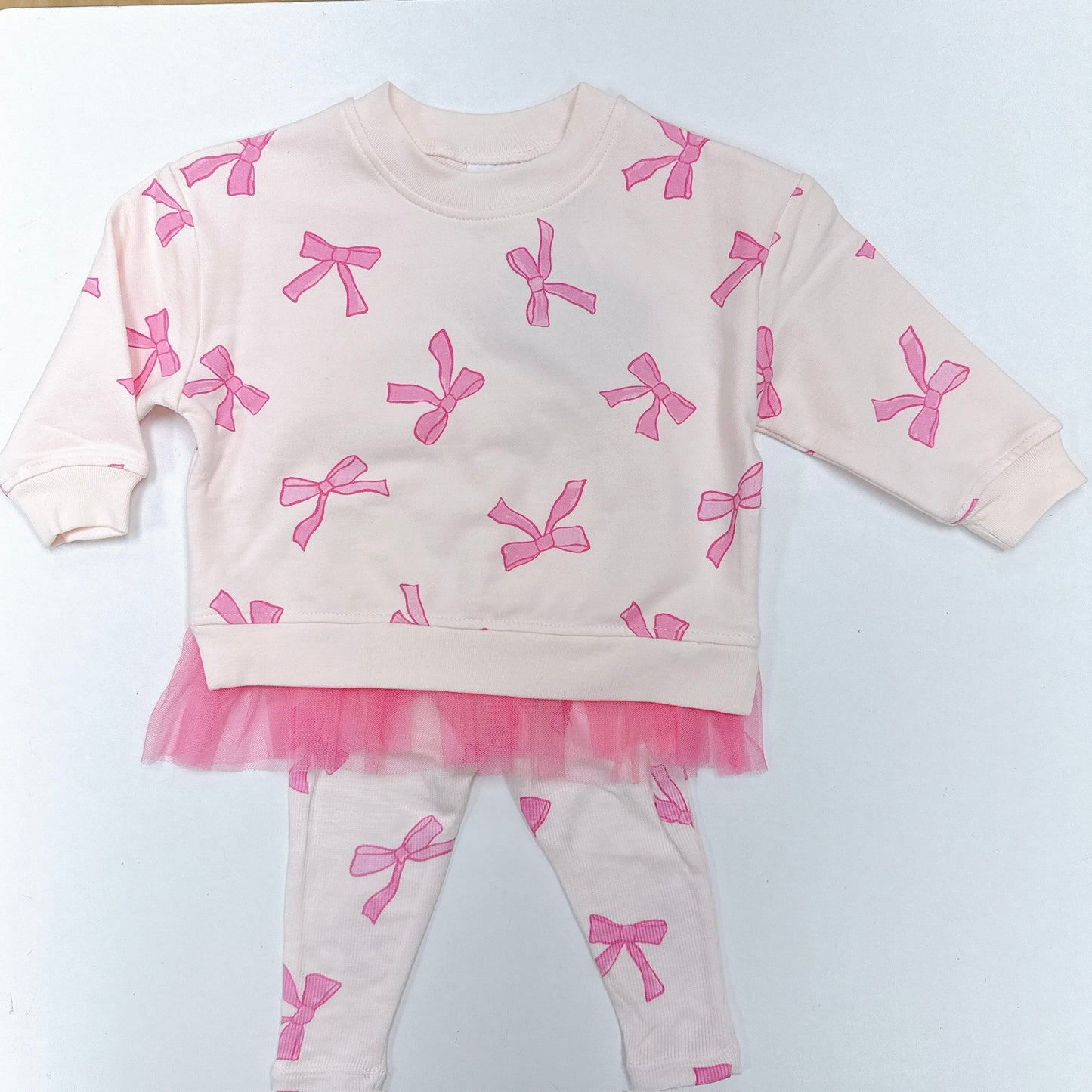 Sweatshirt with Ribbed Legging Pretty Bows