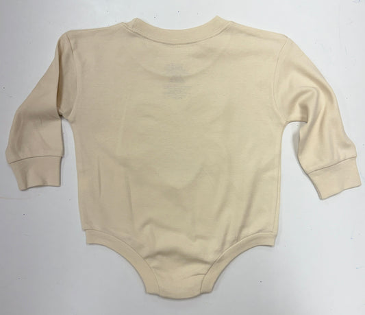 Coquette Football Patch Long Sleeve Romper - Natural