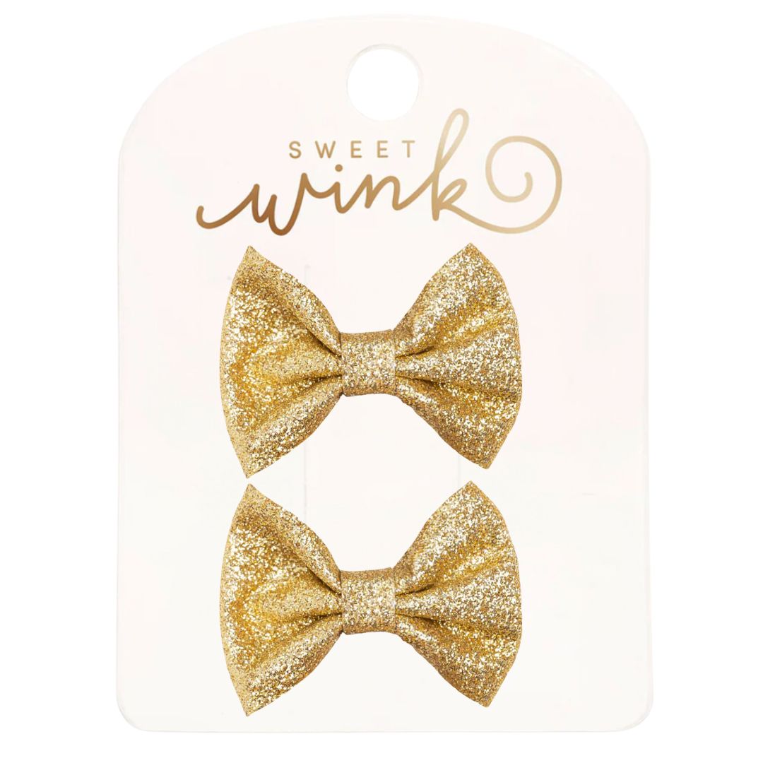 Gold Glitter Bow Clip