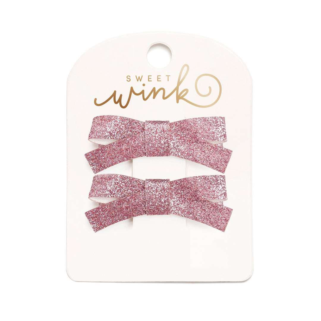 Pink Glitter Bow Clip