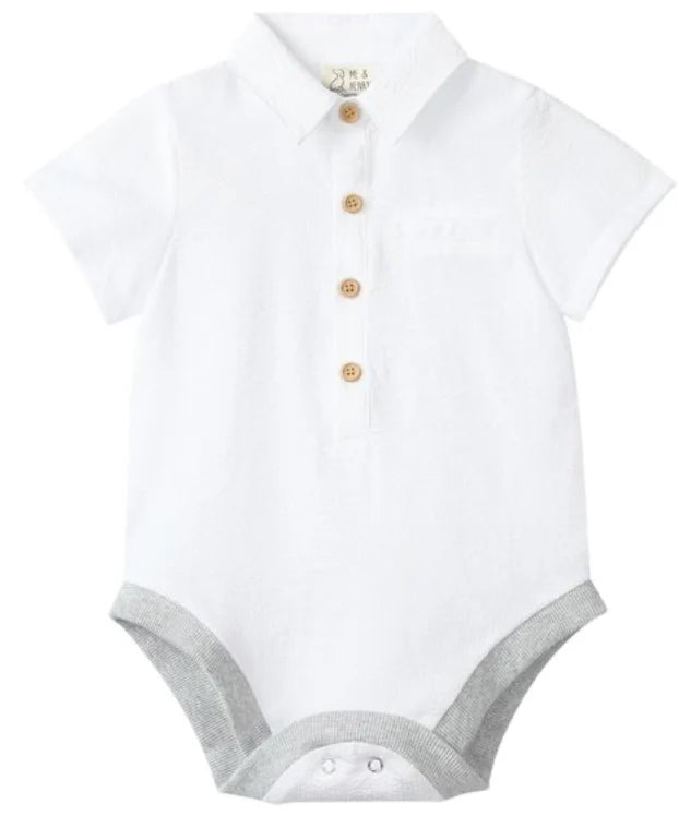 Helford Woven Onesie -White Seersucker