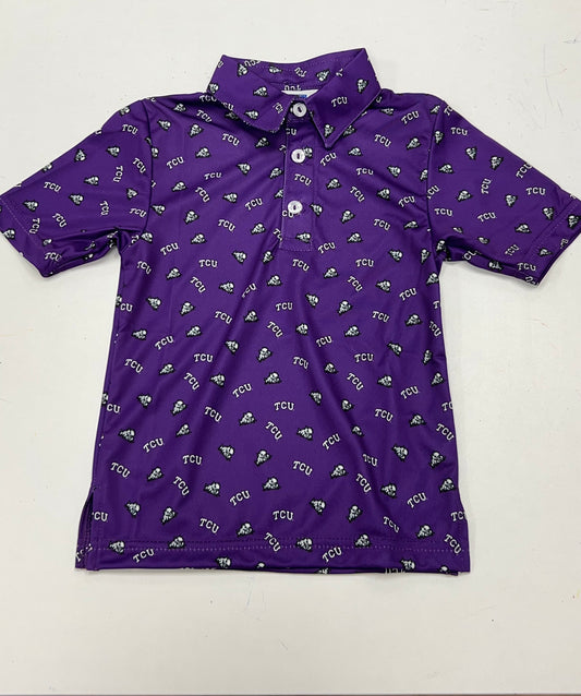 TCU Horned Frogs Repeat Logo Short Sleeve Polo Shirt