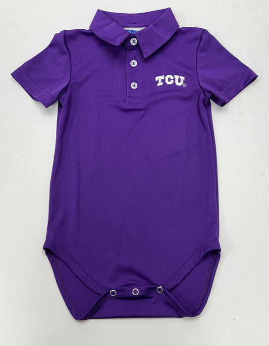 TCU Horned Frogs Embroidered Purple  Polo Onesie