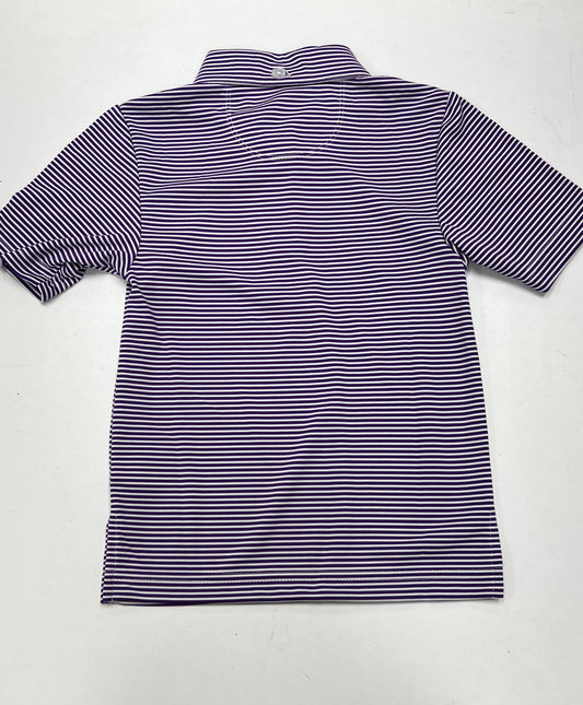 TCU Embroidered Purple Stripes S/S polo
