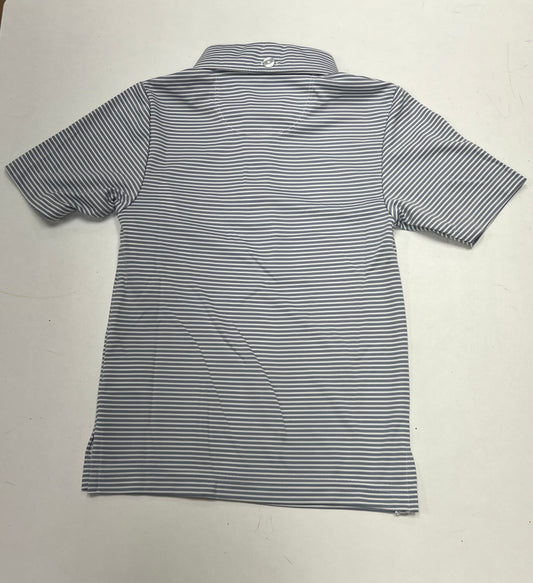 TCU Embroidered Grey Stripes S/S polo