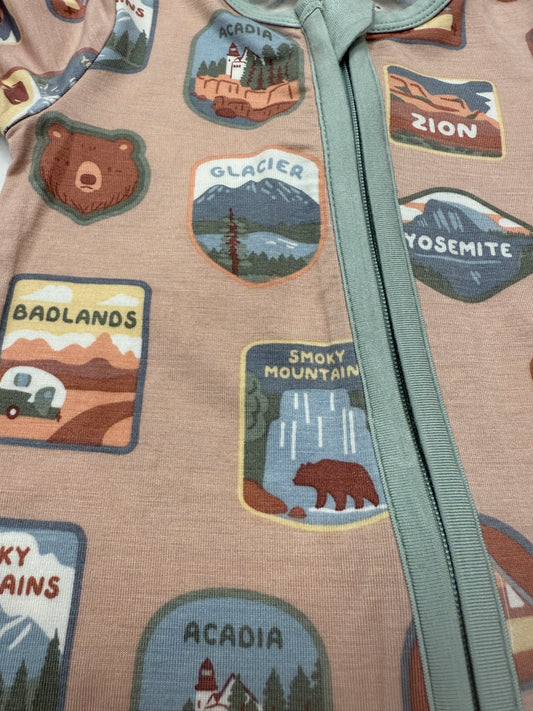 National Park Patches- Pink 2 way zipper