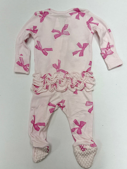 Pretty Bows zipper footie