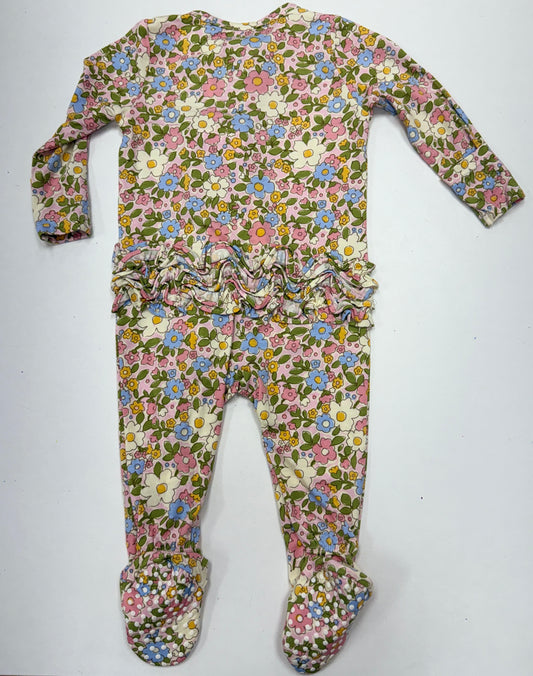 Bubbly Baby Calico 2 way ruffle zipper footie