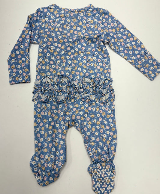 Country Calico Zipper Ruffle Footie