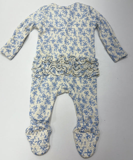 Sweet Rose Calico Zipper Ruffle Footie