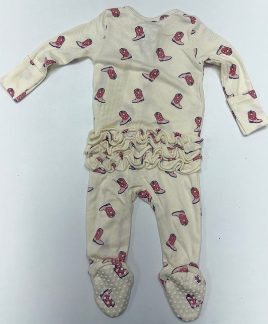 Petite Cowgirl boots zipper footie