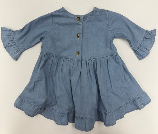 Light Wash Denim High Low Ruffle Tunic