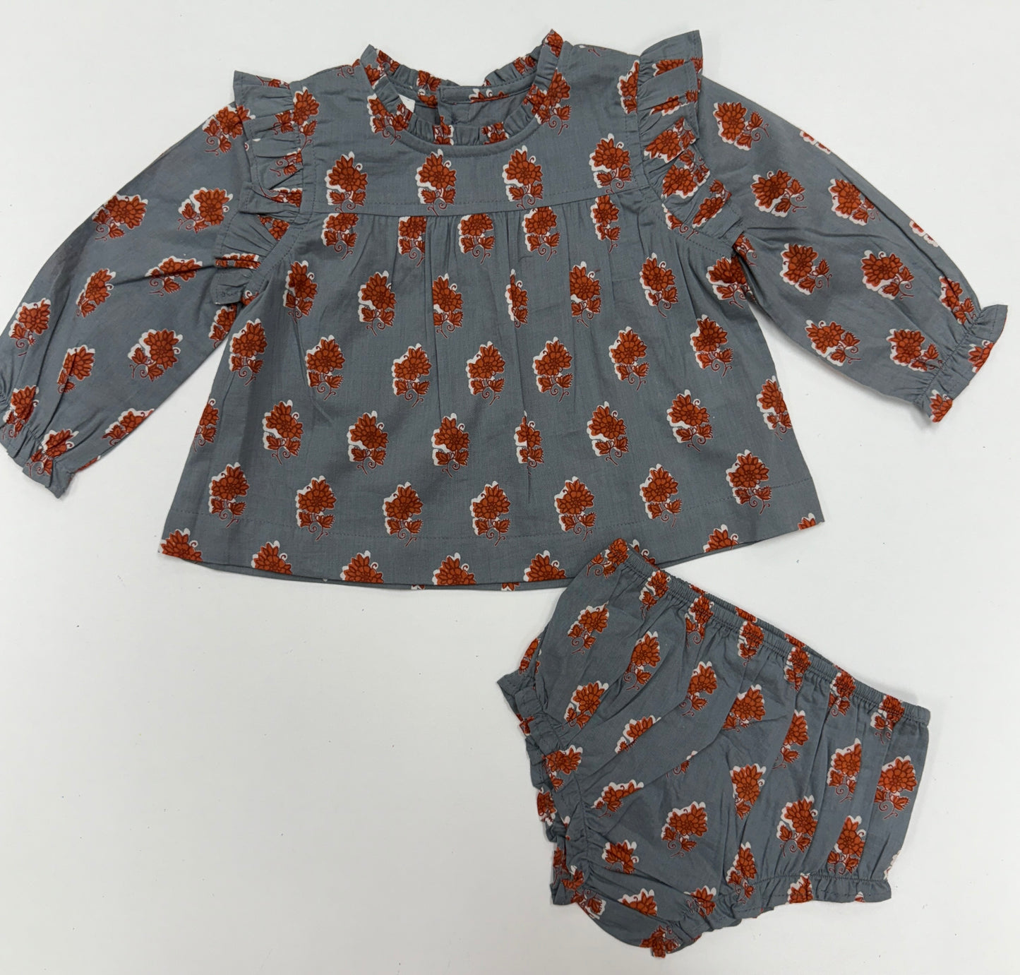 Floral Block Print Pinafore Set