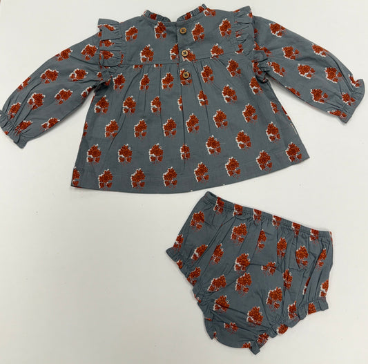 Floral Block Print Pinafore Set