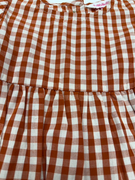 Classic Rust Ginham Woven l/s Twirl Dress