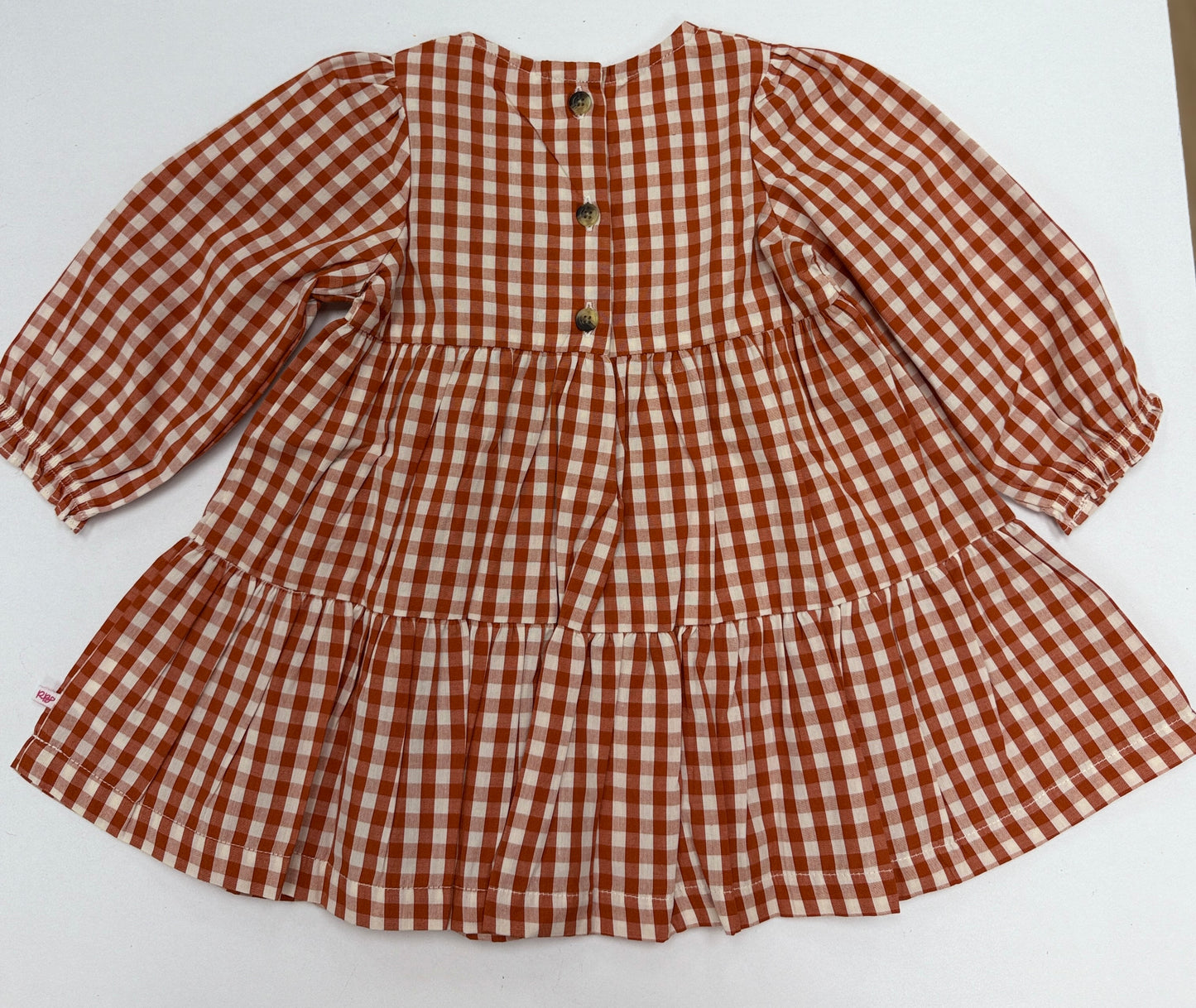Classic Rust Ginham Woven l/s Twirl Dress