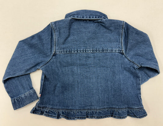 Medium Wash Stretch Denim Ruffle Jacket