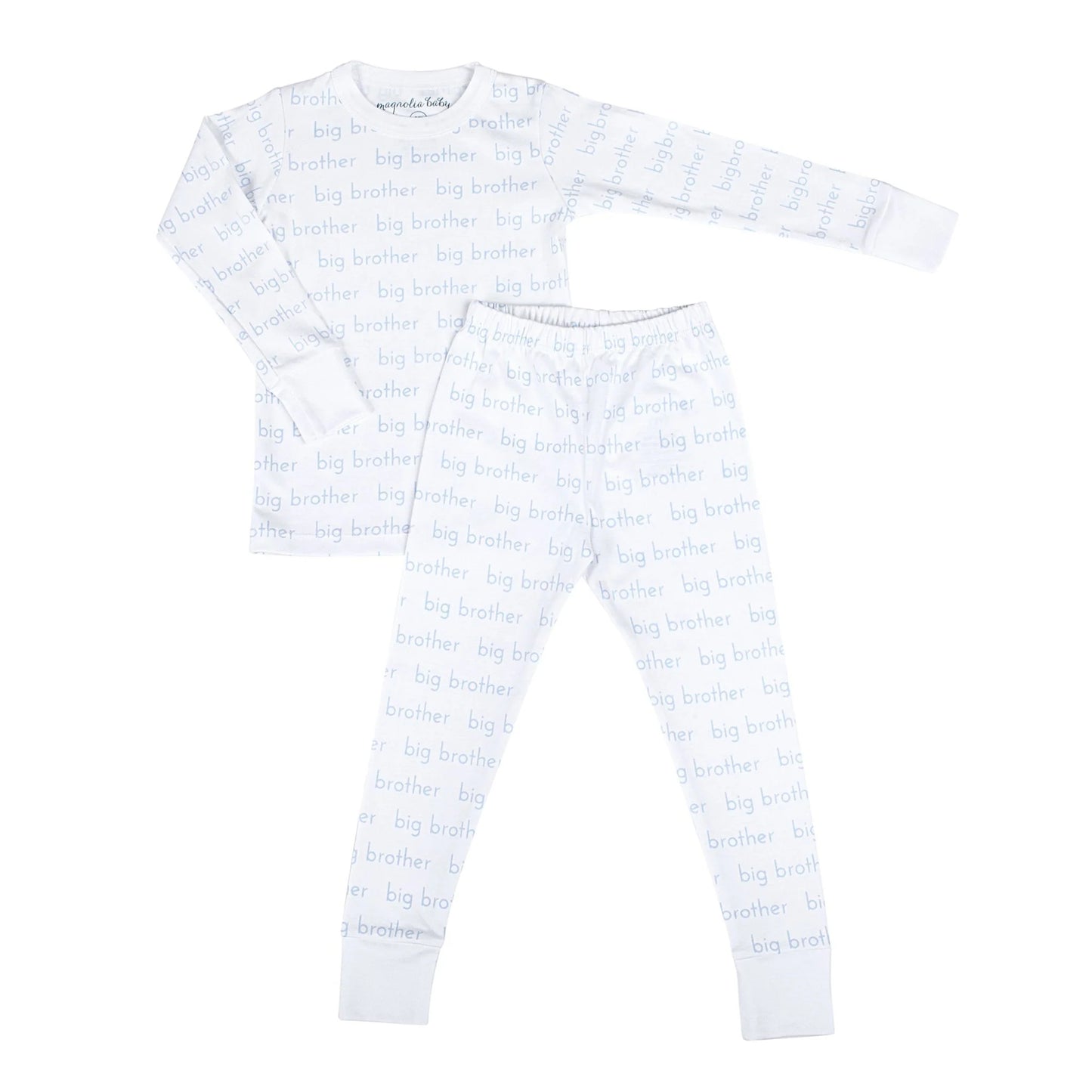 Brother & Sister- Printed Long Pajamas, Blue