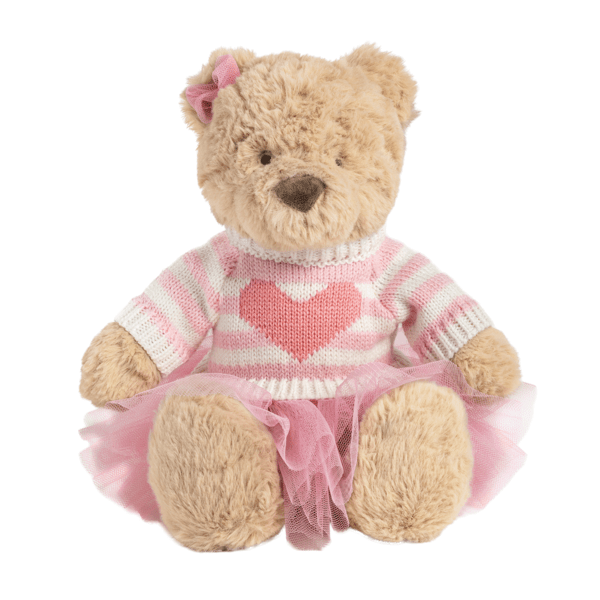 Mia the Bear Plush Heart Sweater