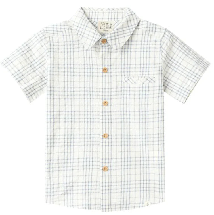 Newport Woven Shirt - Chambray and Cream Plaid
