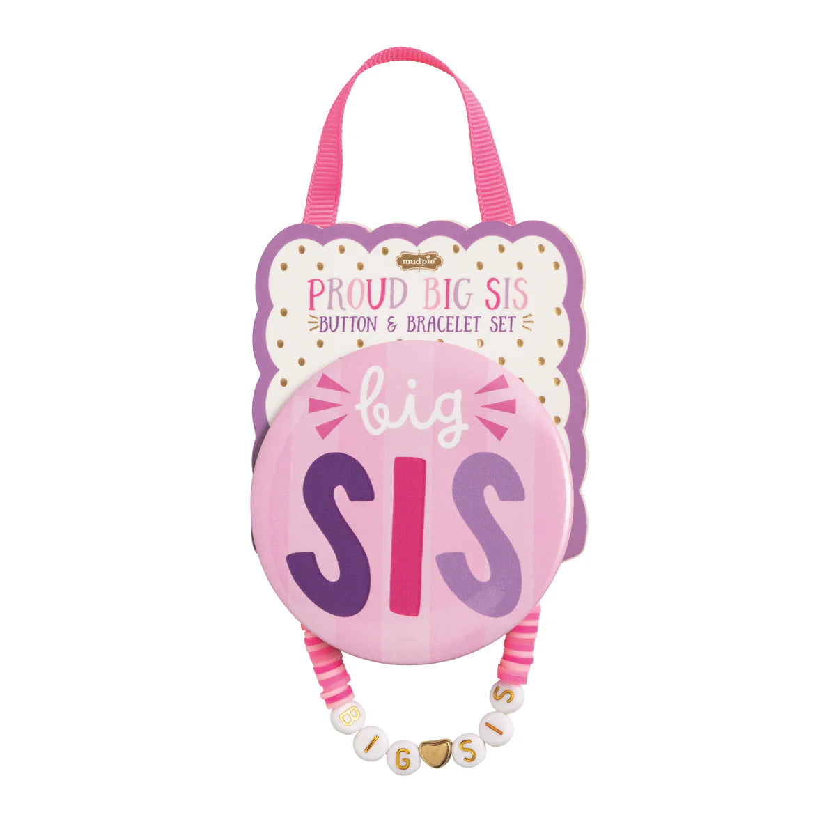 Sibling Bracelet Set - Big Sis Pink