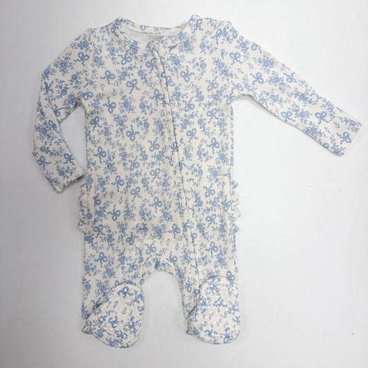 Romi Floral Zipper Ruffle Footie