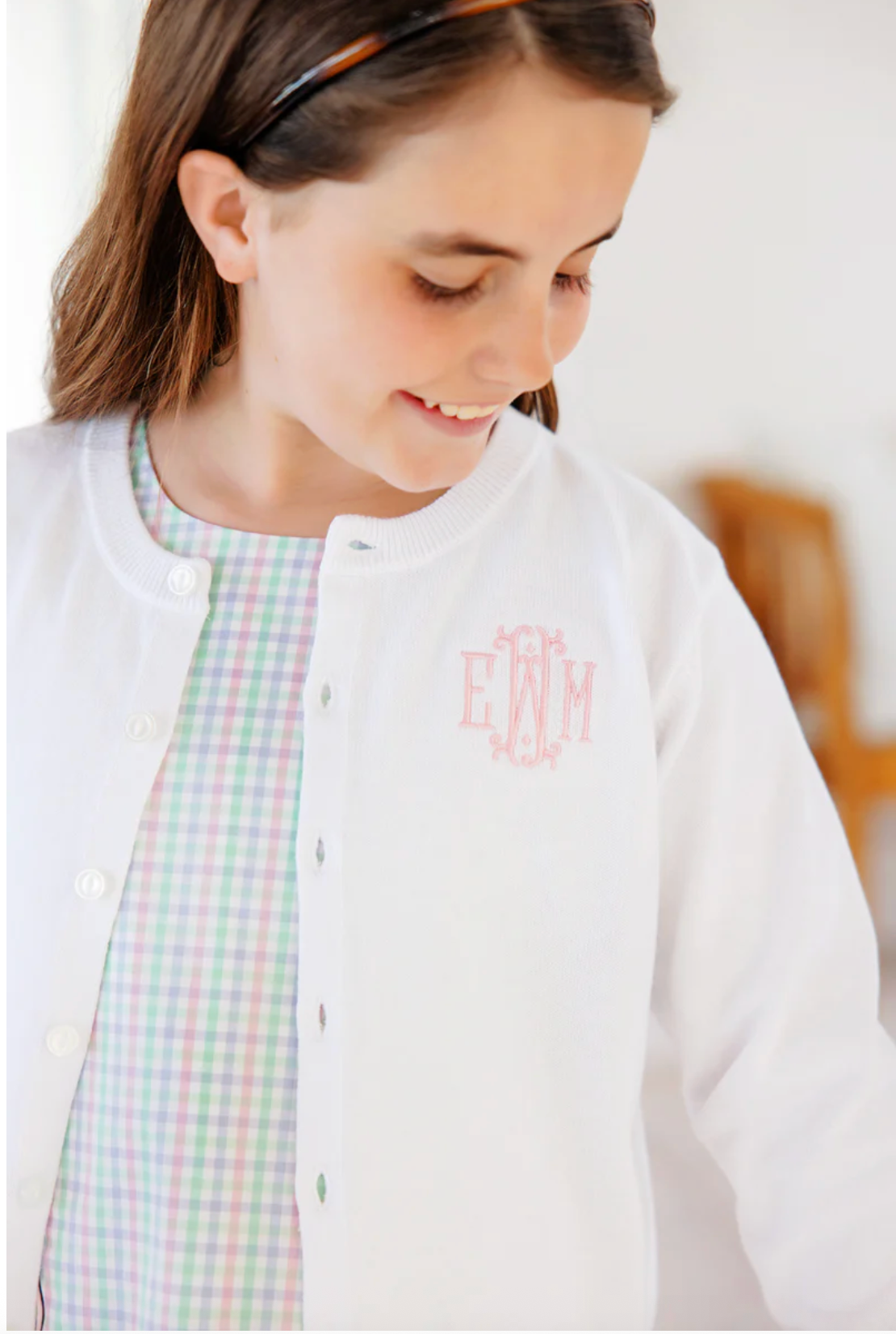 Cambridge Cardigan Pearl Buttons - Worth Ave White