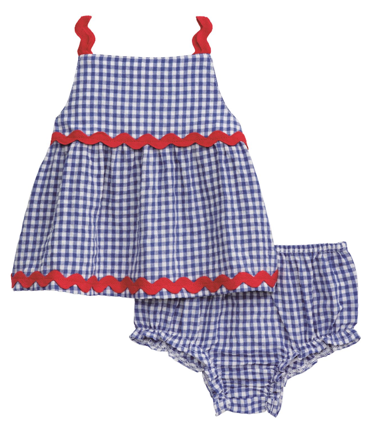 Gingham Ric-Rac Pinafore set
