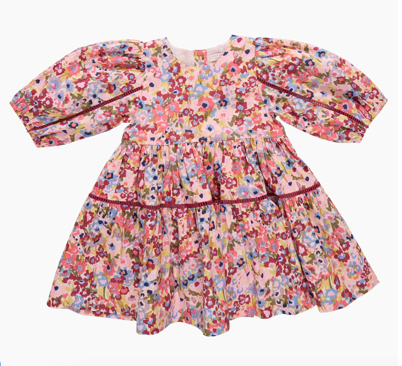 girls maribelle dress- burgundy sketched floral