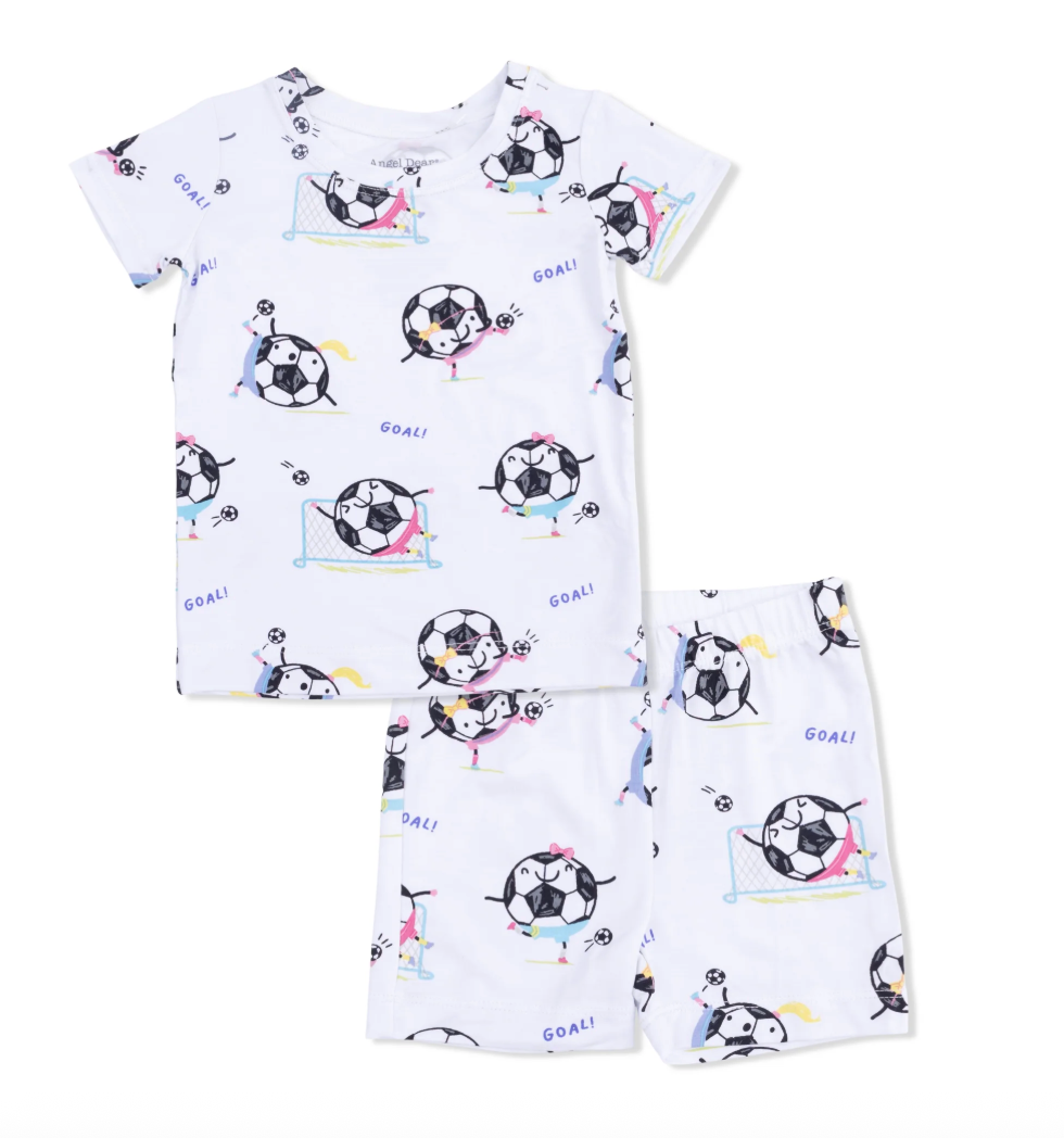 Soccer Balls Playing Soccer Loungewear Short Set - Pink