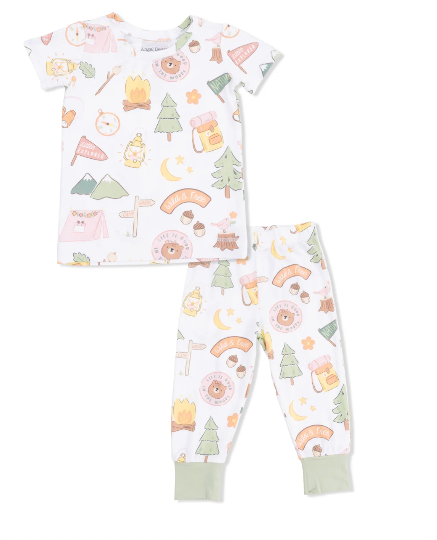 Camping Pink Short Sleeve Loungewear Set