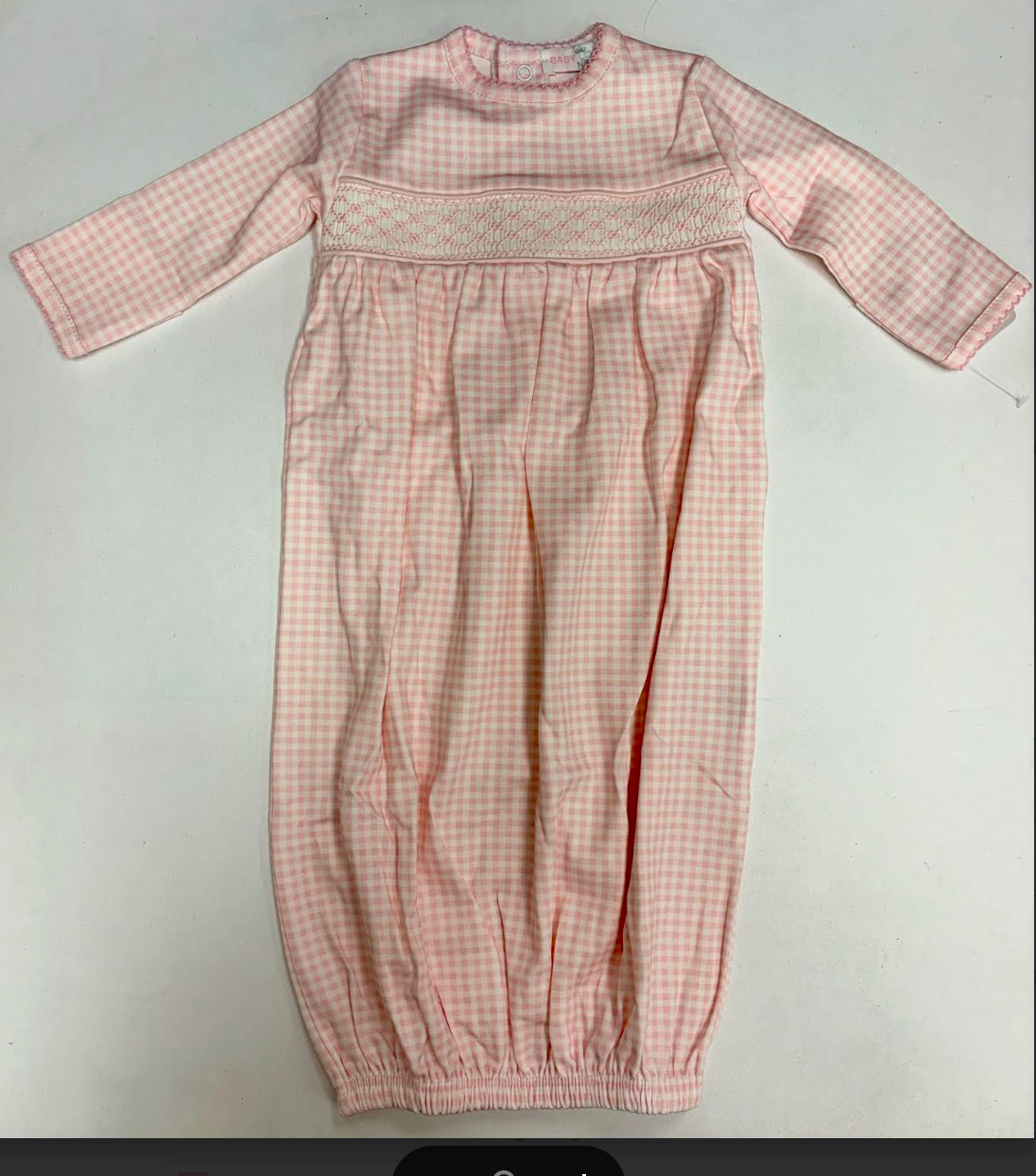 Pink gingham classic Pima Hand Smocked Gown
