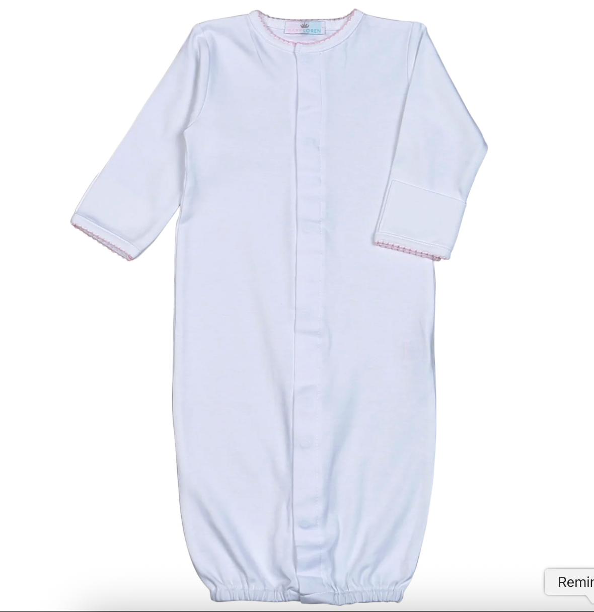 White Converter Gown w/Pink Picot Trim