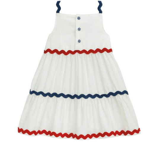 Tier Ric Rac Dress - Red/White/Blue