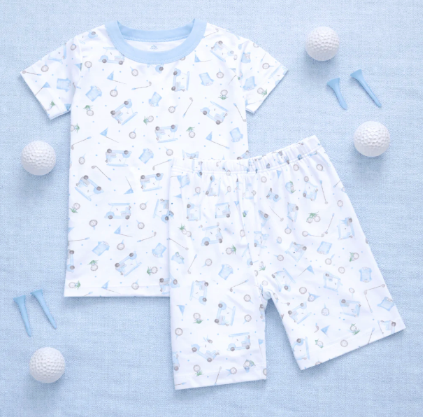 Little golfer short pajamas - light blue