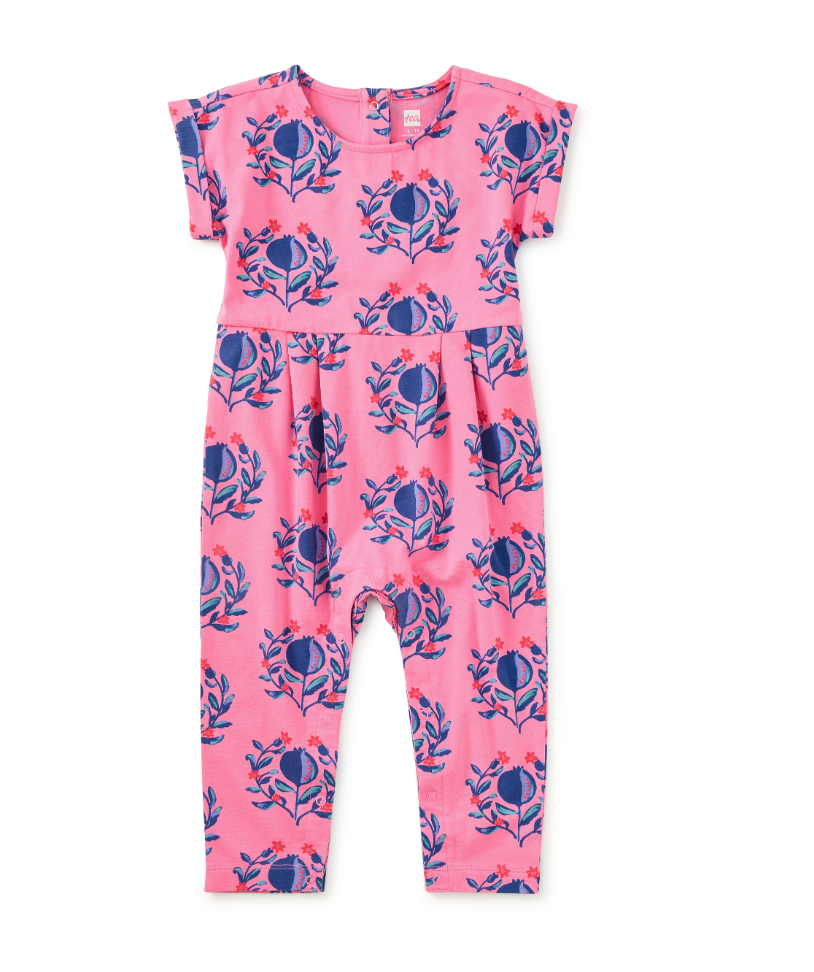 Cuff Sleeve Baby Romper- Pomegranate Floral