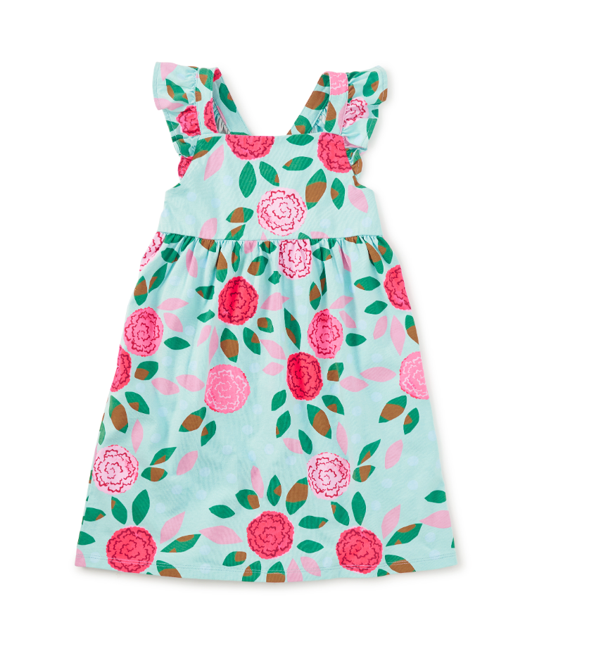 Ruffle strap dress- spinning carnations