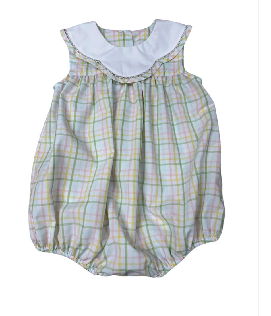 Pastel prep plaid scalloped bubble