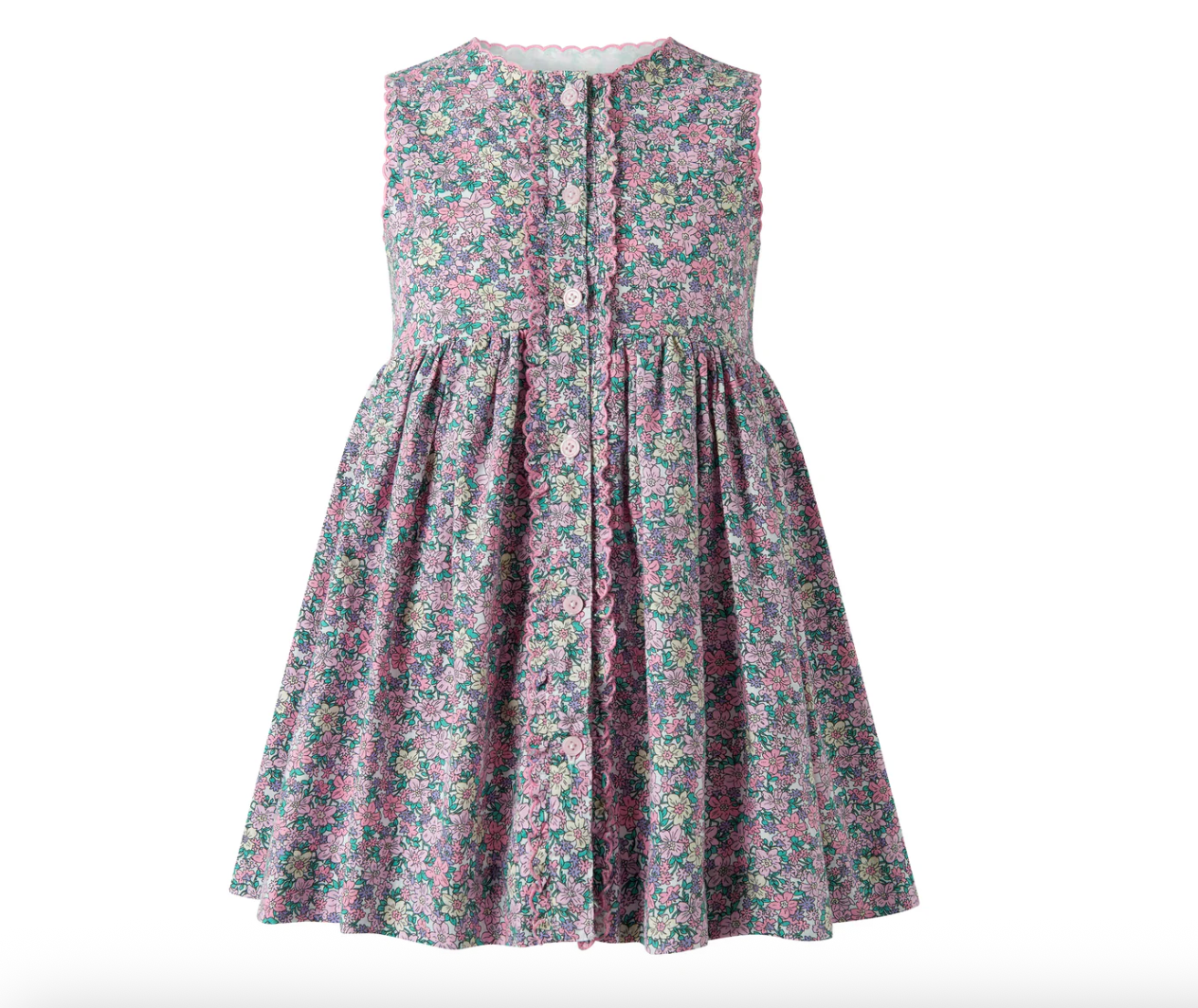 Scalloped Floral Button- Front Dress