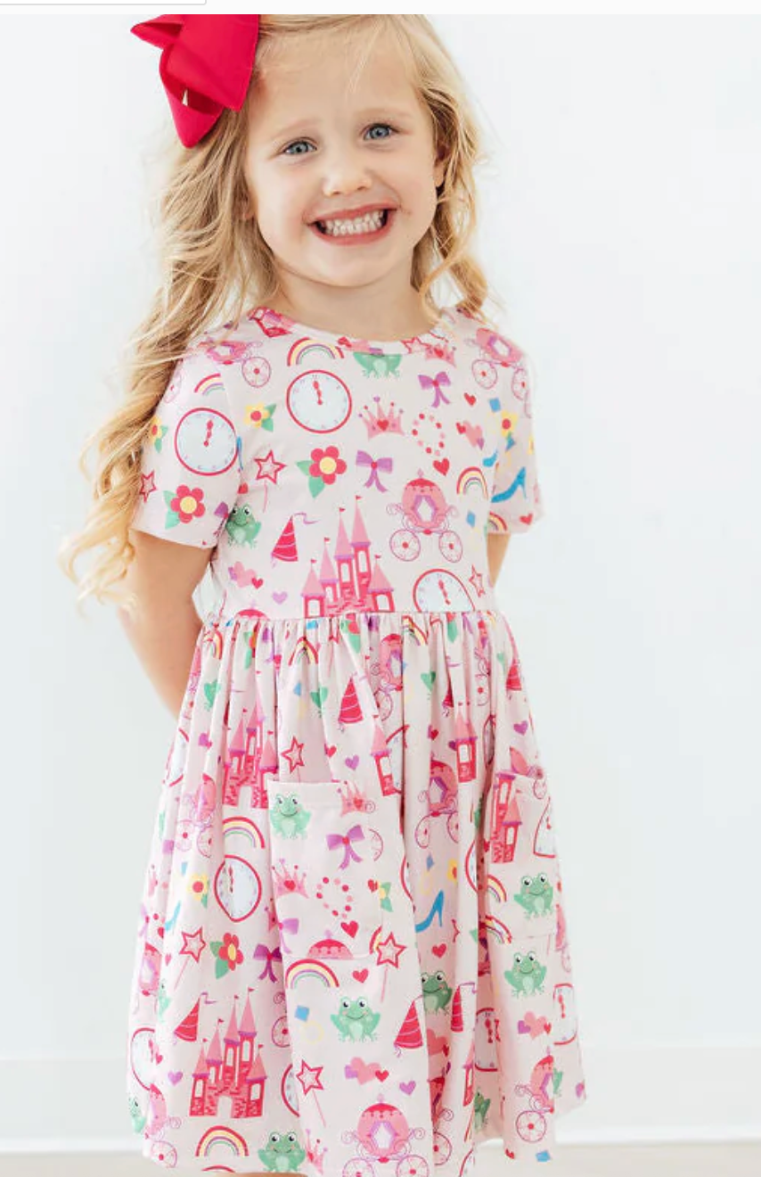 Princess & Froggie S/S Pocket Twirl Dress