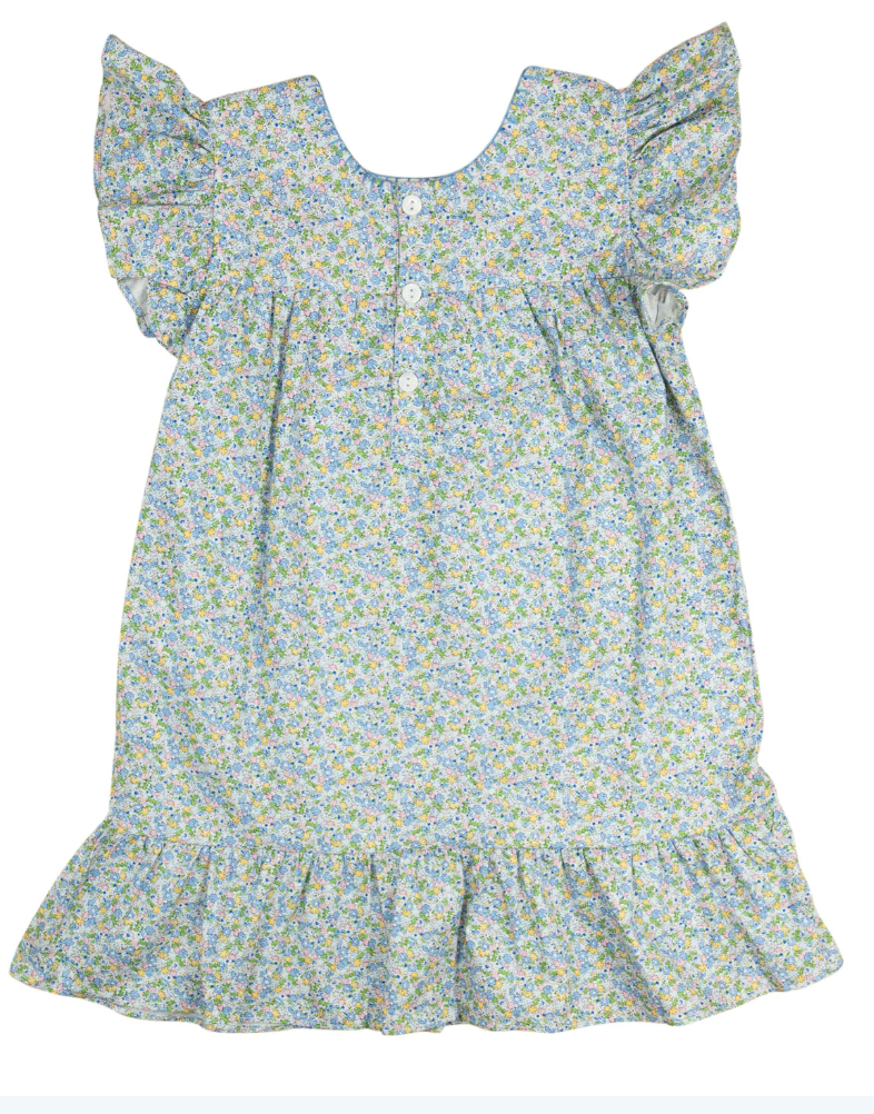 Sky Blue Floral Fiesta Dress
