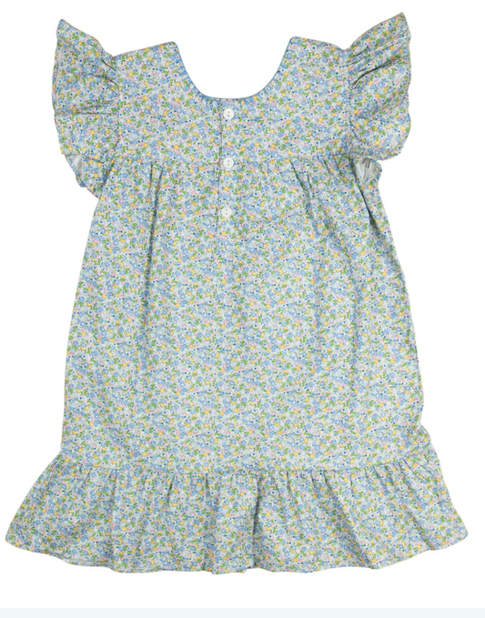 Sky Blue Floral Fiesta Dress