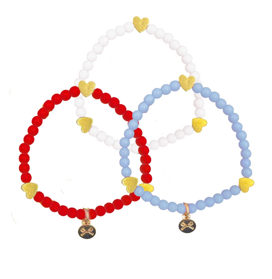 Red/White/Blue Heart Bracelet Set