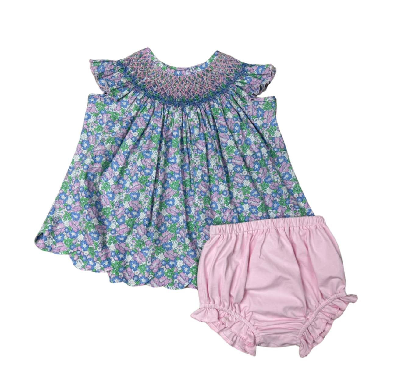 Brilliant Blooms Pearl Smocked Bishop Bloomer