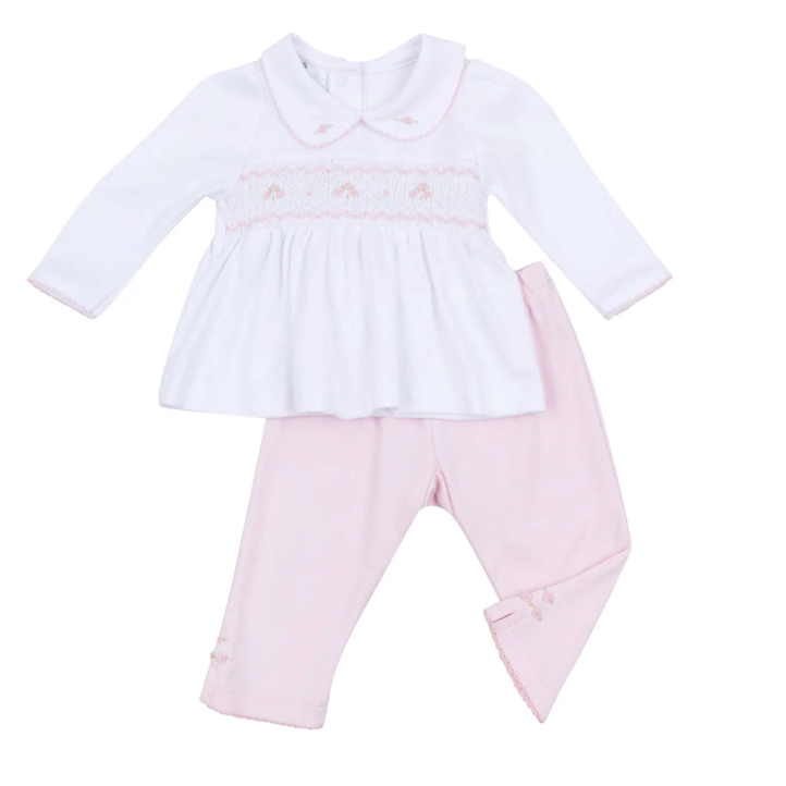Lillian Smocked 2pc Pant Set - Pink