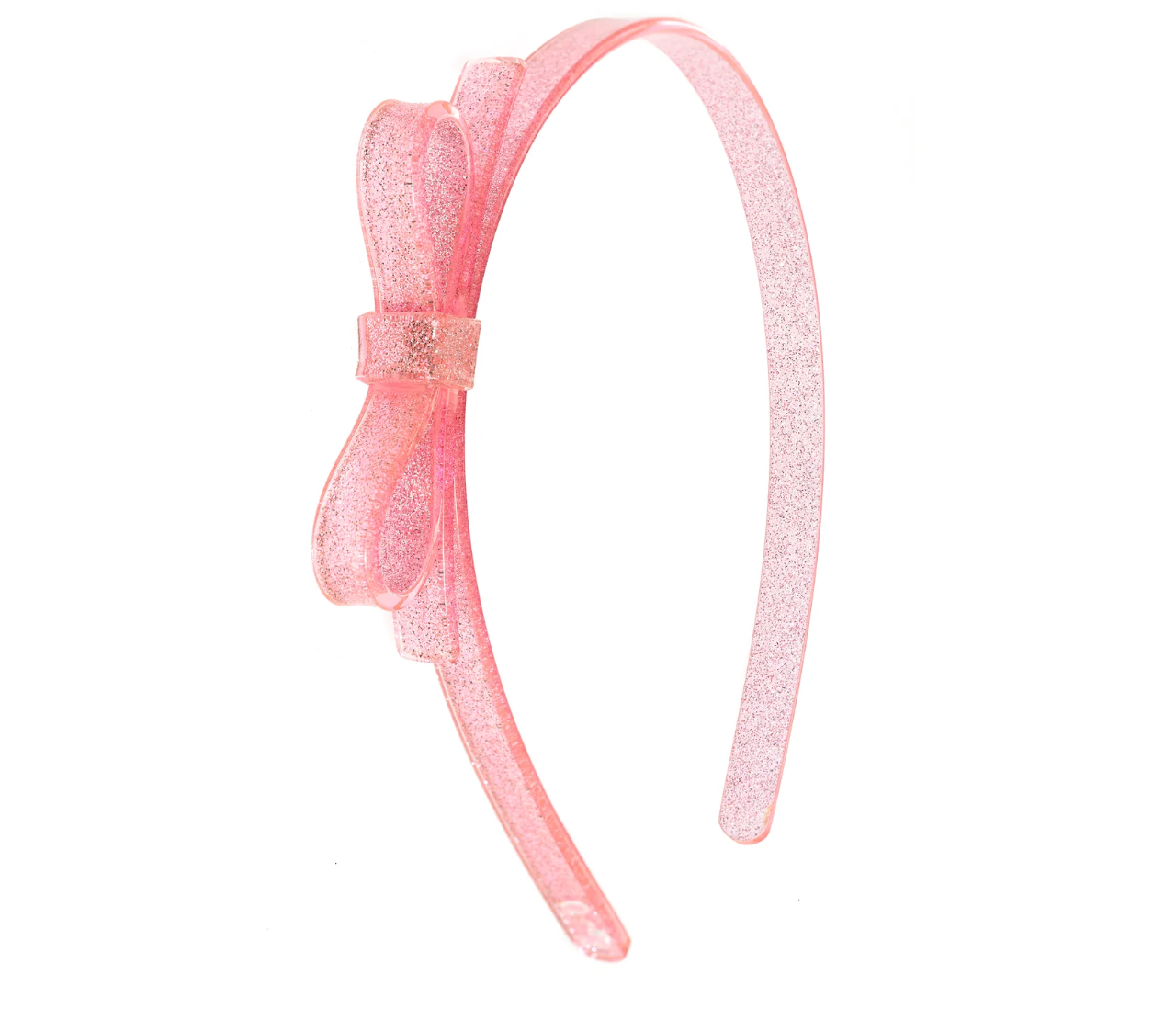 Thin Glitter Bow Pink Headband