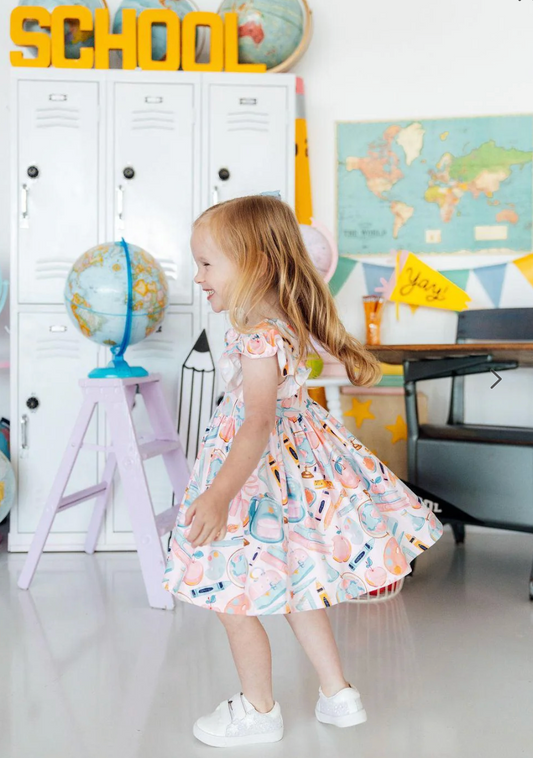 Class Act Flutter Sleeve Twirl Dress