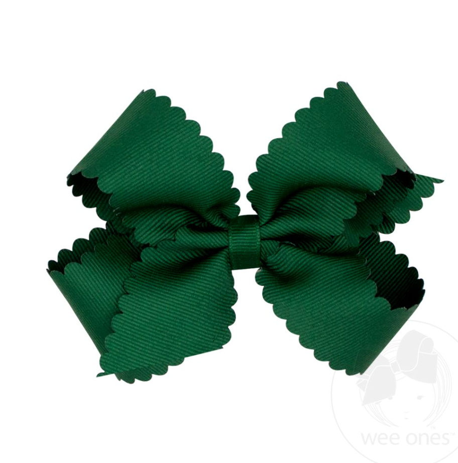 Grosgrain Hair Bow with Scalloped Edge