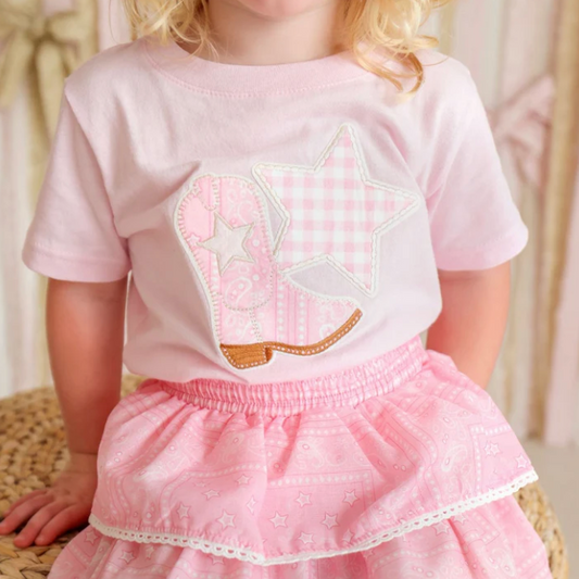 Bandana Cowgirl Patch Western Short Sleeve T-Shirt