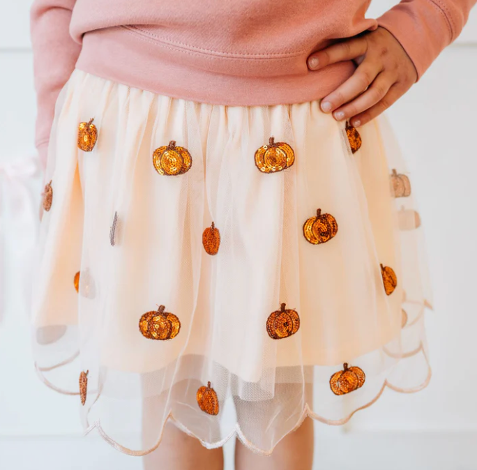 Pumpkin Sequin Scallop Tutu Skirt